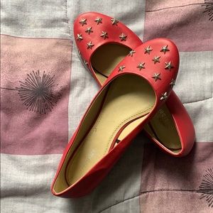 Red Dressbarn Flats with Star Pattern